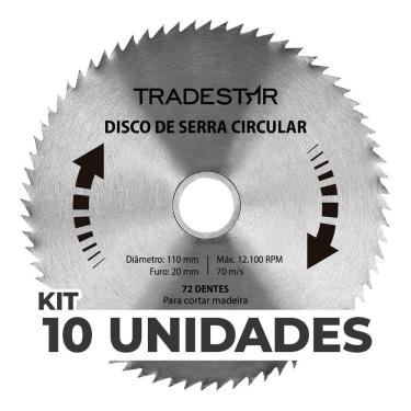 Imagem de Kit 10 Discos Serra Circular Madeira 72 D 110x20mm Makita