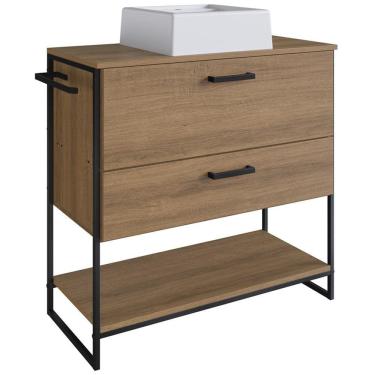 Imagem de Gabinete E Cuba Banheiro Industrial 80 CM PT Gav 1028X94101 Mell Branco PP