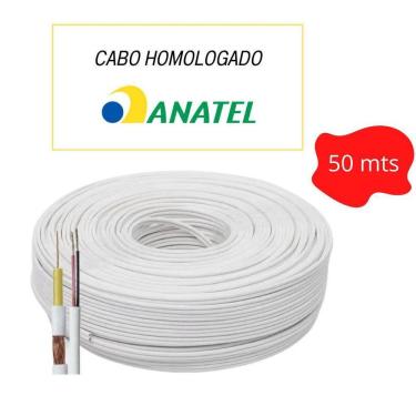 Imagem de Cabo Coaxial 50M Câmeras- Homologado Anatel 80% Malha-4Mm