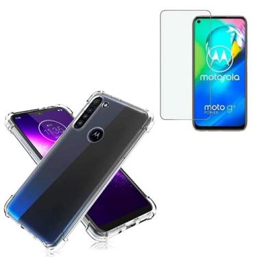 Imagem de Kit Capinha Anti Impacto Com Bordas + Película De Vidro Compatível Moto G8 Power