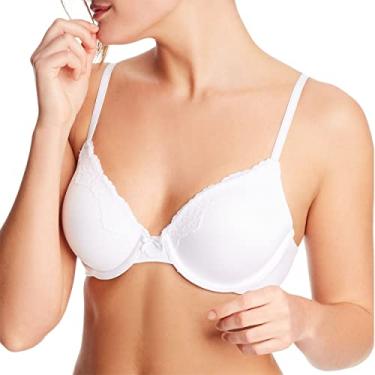 Imagem de Maidenform Sutiã feminino Comfort Devotion com cobertura total com aro, Branco/Pedra, 42C