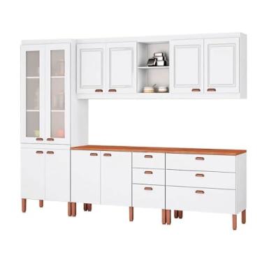 Imagem de Cozinha Modulada Jessica Completa 100% MDF Premium 5 Peças com 2 Balcões Independentes 10 Portas e 6 Gavetas Tuboarte