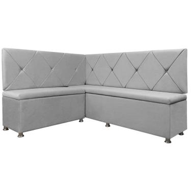 Imagem de Kit Canto Alemão 4 Lugares com Baú Veludo Cinza Claro 1,25x1,60m SOFA STORE