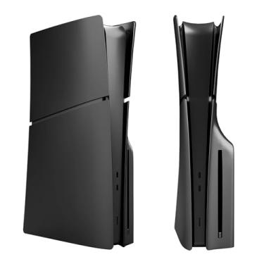 Imagem de Adequado para capa de substituição PS5 Slim, painéis laterais personalizados à prova de choque, à prova de arranhões e à prova de poeira em ABS, Acessórios PS5 Slim. (edição disco, preto)