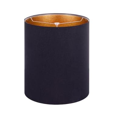 Imagem de Wellmet Abajur BlackGold de 35,5 x 35,56 x 43,2 cm, montagem necessária para abajur de mesa, luminária de cabeceira, abajur de tambor de tecido, estilo clássico moderno, encaixe de aranha de metal