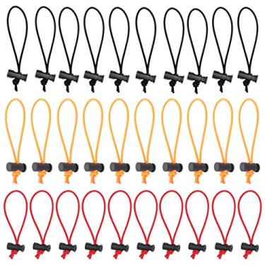 Imagem de Foto&Tech — Cabo multiuso extra grosso para amarrar/elástico e organizador com alça ajustável para cabo/controle de emaranhado/cabo para controle de cabos e cabos reutilizáveis, 10 Bk+10 Or+10 Red, 16CM