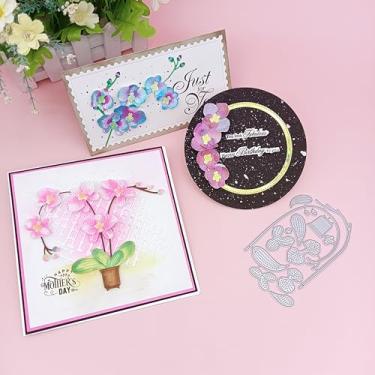 Imagem de AlinaCraft 1 peça de flor de orquídea mariposa e matrizes de vaso corte floral de metal para artesanato em papel feito à mão cartões comemorativos scrapbooking e artes de álbum