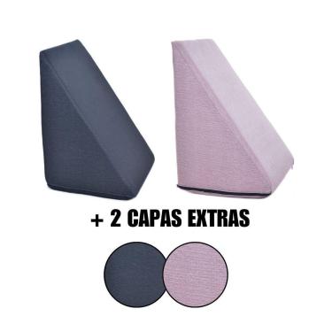 Imagem de Kit 2 Almofada Triangular Encosto Espuma Antirefluxo Apoio Costas Anatômico Leitura + Capa Extra-Unissex