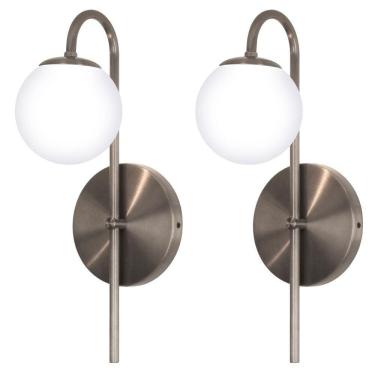 Imagem de Kit 2 Arandelas Parede Jabuticaba Globo Vidro Lavabo Bronze