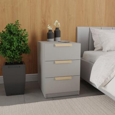 Imagem de Mesa de Cabeceira 3 Gavetas Jade Cabecasa Madeiramadeira Cinza Urbano