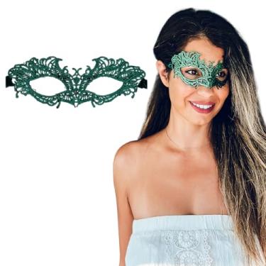 Imagem de Máscara de baile de máscaras feminina de renda para baile de máscaras, baile, festa veneziana, carnaval, dia das bruxas, Verde Aria, tamanho nico