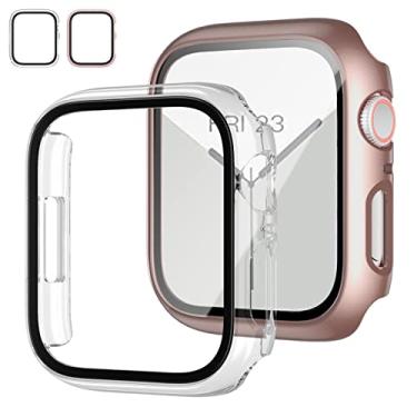 Imagem de Capa com película protetora de vidro temperado JZK para Apple Watch de 38 mm séries 3/2/1, capa rígida com cobertura completa e Slim Guard Bumper, HD, ultrafina para iWatch de 38 mm, 2 unidades