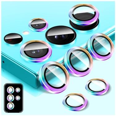 Imagem de Kucheed Protetor de lente de câmera para Samsung Galaxy S22 Ultra, anéis individuais de liga de alumínio de alinhamento automático, protetor de tela de vidro temperado 9H, adesivo de filme
