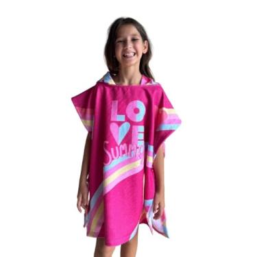Imagem de Roupão Poncho Toalha Praia Piscina Infantil C/Capuz Natação (Corações Color F119, Único (4 á 12 anos))