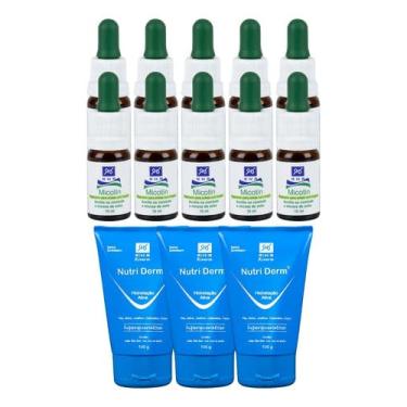 Imagem de RHR Cosméticos, Kit 10 Micotin 10ml Antifúngico + 3 Creme Nutri Derm 100gr