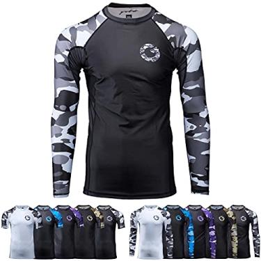 Imagem de Rashguard Gold BJJ Jiu Jitsu - Camisa de compressão Camo Rash Guard para No-Gi, Gi, MMA (manga comprida e manga curta disponíveis), Black Camo, X-Large