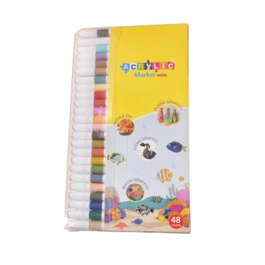 Imagem de Conjunto de canetas marcadoras acrílicas para pintura de graffiti à prova d'água - 48 cores