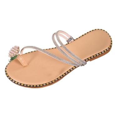 Imagem de Chinelo feminino sem cadarço com larguras largas, fácil de limpar, chuveiro, natação, praia, interior e exterior, chinelos femininos, Caqui, 36