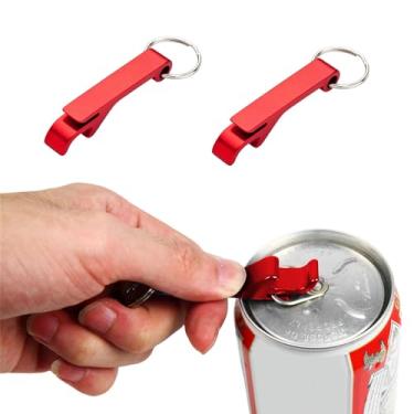 Imagem de FUYTERY 2 PCS Chaveiro Abridor de Garrafas de Metal Abridor de Latas de Cerveja e Bebidas Chaveiro Abridor de Garrafas de Alumínio, Pequeno Abridor de Garrafas Prático e Plano (Vermelho)