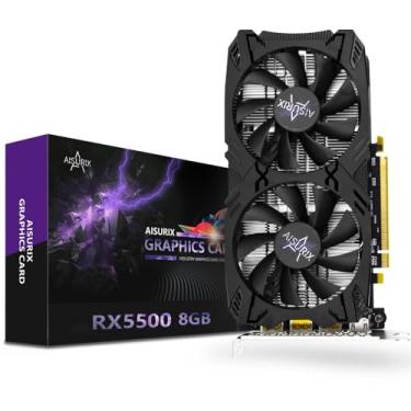 Imagem de Placa de vídeo AISURIX RX 5500 de 8 GB GDDR6, 128 bits, 3XDP, HDMI, PCI Express 5500.0X8, 8 pinos com sistema inteligente de ventilador, para jogos, com DisplayPort 3X + 1X HDMI (5500)