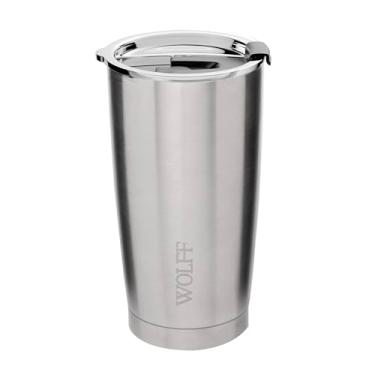 Imagem de WOLFF - Copo Térmico de Aço Inox Parede Dupla Com Tampa 600ml Prata - Para Viagem - Mantém a Bebida na Temperatura Ideal