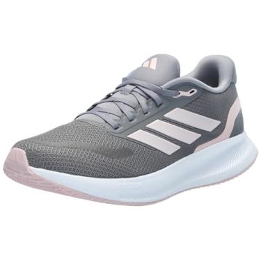 Imagem de adidas Tênis feminino Run Falcon 5, Cinza/Rosa Areia/Branco, 8.5