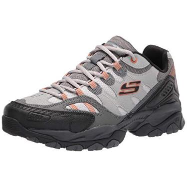 Imagem de Skechers Tênis masculino Skechers Sparta 2.0 de couro e malha com cadarço, Cinza/laranja, 40