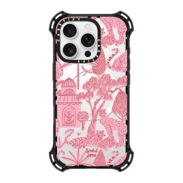 Imagem de CASETiFY Capa Bounce para iPhone 16 Pro [à prova de choque/6,5 m. Proteção contra quedas de grau militar 6X/compatível com Magsafe] - Cheetah Paradise Pink - Preto transparente