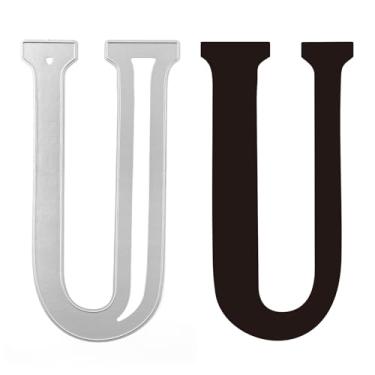 Imagem de Briartw Matriz de corte de letras maiúsculas 'U' de 7,87 polegadas | Estêncil de metal do alfabeto de 20 cm de altura para fazer cartões, álbuns de recortes e artesanato DIY | Perfeito para decorações