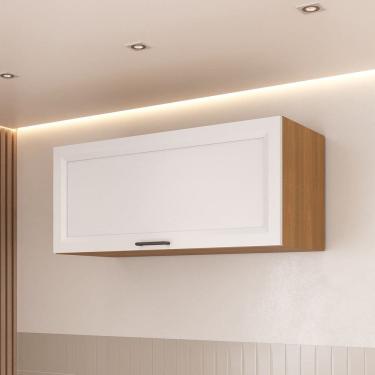 Imagem de Armario Aéreo Porta Basculante 80cm Soho Cabecasa Madeiramadeira Freijó/Branco