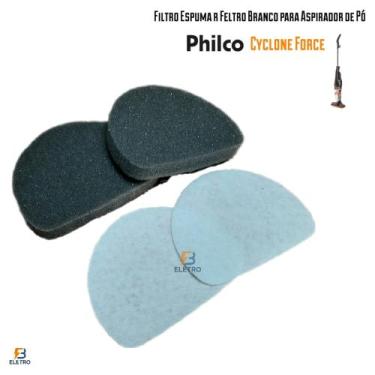 Imagem de 2 Filtros Fibra 100% Filtragem e 2 Espumas do Aspirador de Pó Philco C