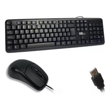 Imagem de Kit Teclado Mouse Usb Com Fio Simples C Nota Fiscal - DMK