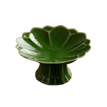 Imagem de XLWLLNJ Tigela de Frutas com Base, Tigela de Pedestal Decorativo, Expositor de Sobremesas, Bandeja de Frutas para Fazenda, Sala de Estar, Verde