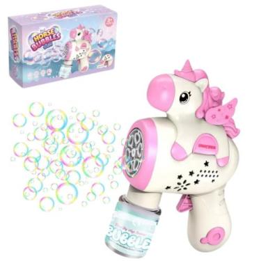 Imagem de Brinquedo Lança Bolha De Sabão Unicornio Pistola Automática - Bubble G