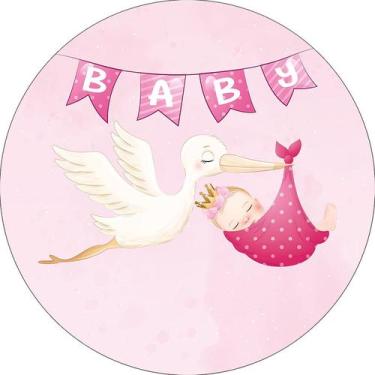 Imagem de Painel De Festa Redondo 1,50x1,50 - Chá de Bebê Baby Menina Rosa 017 -