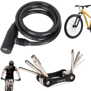 Imagem de Cadeado De Bicicleta Com Chave + Canivete De Bike 9 Funções - Atrio