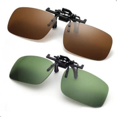Imagem de Kit 2 Clip On Encaixa Oculos De Grau Polarizado Uv Motorista Dirigir -