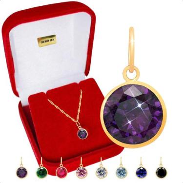 Imagem de Pingente Ouro 18k Ponto De Luz 6mm - Paulistana Joias, Ametista roxa