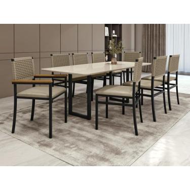 Imagem de Conjunto para Área Gourmet com Vidro 6 Cadeiras 2,0x0,90m - Itália - P