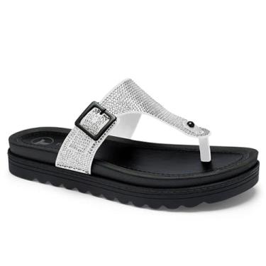 Imagem de Chinelo Feminino Flatform Preto Brancos Brilhos Tanara T8134-0005