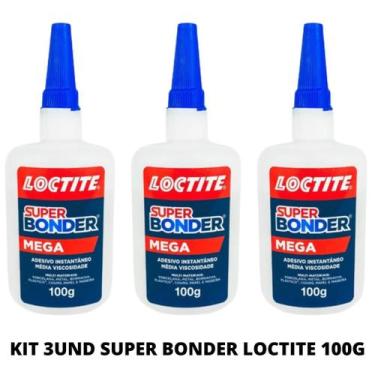 Imagem de Kit 3 Cola Super Bonder Mega Adesivo Multiuso 100g Loctite