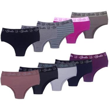 Imagem de Kit com 10 Calcinhas Caribe Algodão Penteado - Click Mais Bonita, M, S