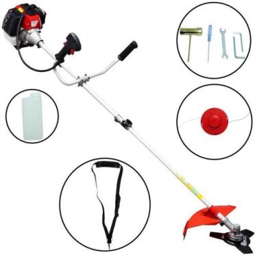 Imagem de Roçadeira Gasolina Profissional Lateral 58CC Lâmina 3 Pontas e Fio Bi 