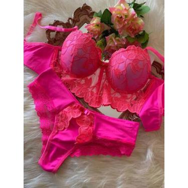 Imagem de Conjunto De Lingerie Calcinha E Sutiã Cropped Com Bojo E Renda Luxo Ne