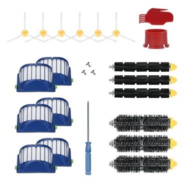 Imagem de FETIONS Kit de acessórios de substituição para iRobot Roomba 600 séries 694 675 692 676 695 677 671 655 645 690 680 660 650 620 614 e 500 séries 595 585 564 robô 6 filtros, 6 Escova lateral e 3 cerdas