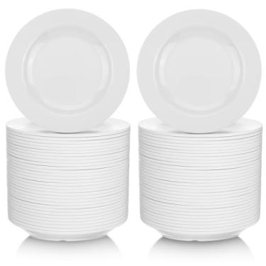 Imagem de Vesici 36 Pratos de Aperitivo e Sobremesa de Melamina Brancos e Redondos, Pequenos e Leves, para Aperitivos, Lanches, Jantares e Catering