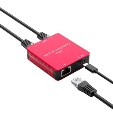 Imagem de Acoplador RJ45 acoplador em linha Cat7/Cat6/Cat5/Cat5e adaptador extensor de cabo de rede, fêmea para fêmea... (divisor Ethernet 2.5 cm-2, vermelho)