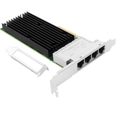 Imagem de Vogzone Adaptador LAN Ethernet de quatro portas RJ45 de 10 Gb com chipset Intel X710TM4 original, PCI Express v3.0 (8.0GT/s) x8 suporte para placa de rede 1GbE/2,5GbE/5GbE/10GbE, compare com Intel