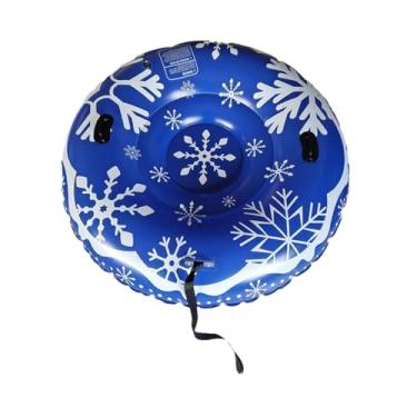 Imagem de YIJU Tubo de neve inflável, trenó inflável, desenho animado, brinquedo de trenó de neve de inverno, com cordão para família, aniversário, ano novo, ao ar