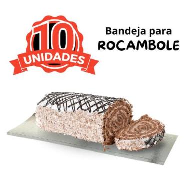 Imagem de Base Laminada Prata Para Rocambole 33,5x18,5cm C/ 10 Unidade - DB, Pra